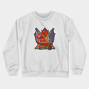 Visiting Canada Antique Travel USA American Canadian Flag Crewneck Sweatshirt